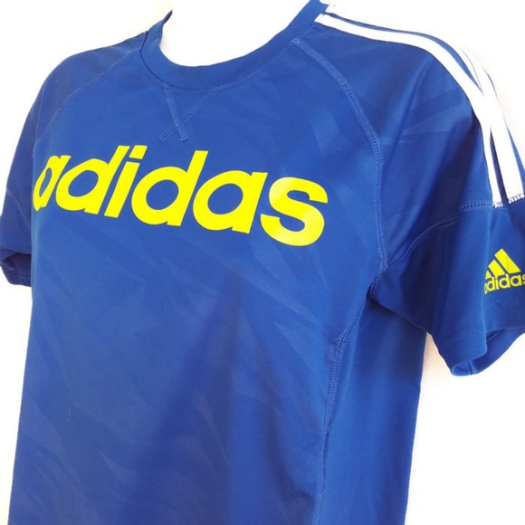 adidas Athletic Top Spell Out Short Sleeve Blue S - Picture 2 of 4